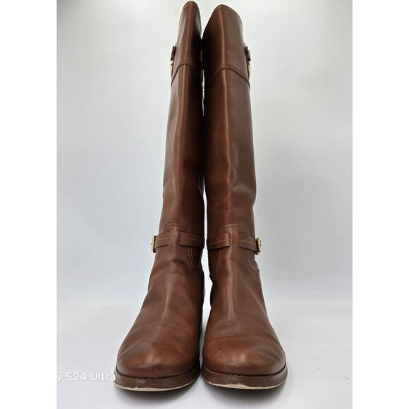 Michael Kors Stockard Cognac Brown Leather Riding Tall Boots Knee High Women 10M - Picture 3 of 11